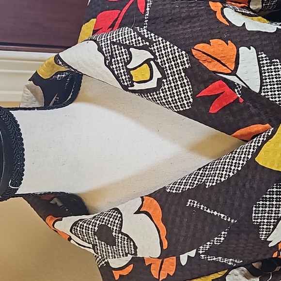 KENZIE BLAZER 6 ONE BUTTON POCKETS LEAVES FALL BROWN RED ORANGE YELLOW NWOT - Picture 2 of 11